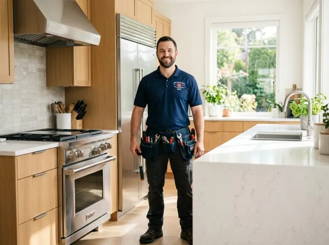 Appliance Repair Hero technician in a Berwick, ME kitchen after an appliance repair